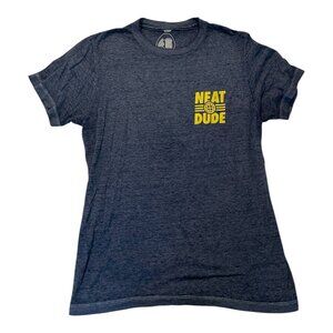 Neat Dude Acid Wash Globe Tee - Navy & Yellow Size Small